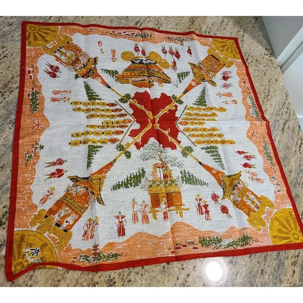 Matsuri Handkerchief Oriental Gion Festival? Lantern Yamaboko Orange 19